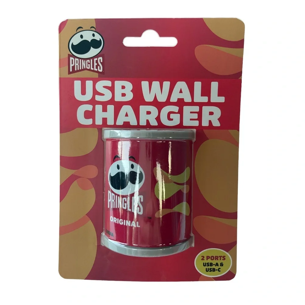 Pringles 2 Port Folding USB Wall Charger with USB-A USB-C